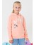 Kız Çocuk Sweatshirt Pullu Simli Gülenyüz Baskılı 4-9 Yaş, Somon 2
