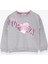 Kız Çocuk Sweatshirt Pullu Yazı Baskılı 4-8 Yaş, Açık Gri Melanj 1