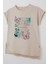 Kız Çocuk Tişört Kelebek & Çiçek Baskılı 10-16 Yaş, Bej 3