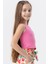 Kız Çocuk Askılı Tişört Armalı Taşlı 9-14 Yaş, Fuşya 2