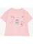 Kız Çocuk Crop Tişört Mutluluk Temalı 8-14 Yaş, Pudra 3