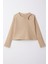 Kız Çocuk Uzun Kollu Tişört Omuz Dekolte Detaylı 9-14 Yaş, Koyu Bej 3