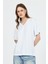 Beyaz V Yaka %100 Pamuk Comfort Fit Tişört 2143M 3