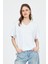 Beyaz V Yaka %100 Pamuk Comfort Fit Tişört 2143M 1