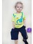 Girls & Boys Erkek Çocuk Şortlu Takım Mutlu Dinozor Aile Baskılı 1-4 Yaş, Sarı 1