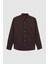 Slim Fit Acı Kahve Oxford Düğmeli Yaka Kolay Ütülenebilir Nakış Detaylı Pamuklu Gömlek 4HC02ORT03265 5