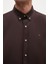 Slim Fit Acı Kahve Oxford Düğmeli Yaka Kolay Ütülenebilir Nakış Detaylı Pamuklu Gömlek 4HC02ORT03265 6