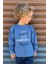 Erkek Çocuk Sweatshirt Yazı Baskılı 4-8 Yaş, Indigo 1