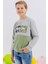 Girls & Boys Erkek Çocuk Sweatshirt Yazı Baskılı 8-12 Yaş, Açık Gri Melanj 3