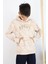 Girls & Boys Erkek Çocuk Sweatshirt Kanguru Cepli Kapüşonlu Yazı Nakışlı 8-12 Yaş, Bej 2