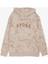 Girls & Boys Erkek Çocuk Sweatshirt Kanguru Cepli Kapüşonlu Yazı Nakışlı 8-12 Yaş, Bej 4