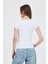 Beyaz V Yaka Düğmeli Cep Detaylı Slim Fit Tişört 2213 5