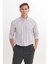 Pamuklu Slim Fit Dar Kesim Düğmeli Yaka Çizgili Gömlek 1