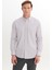 Pamuklu Slim Fit Dar Kesim Düğmeli Yaka Çizgili Gömlek 3