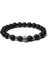 23CM Tarzı Mat Oniks Erkekler Için Kafatası Bileklik Doğal Kaplan Gözü Bilezik Homme Takı 8 mm Cilalı Afrika Turkuaz Boncuk Bilezik Gümüş Kaplama Pulsera (Yurt Dışından) 1