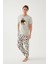 Erkek Kısa Kollu Pamuklu Ayıcık Desenli Pijama Takımı 4