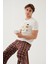 Erkek Kısa Kollu Pamuklu Ekose Desenli Breakfast Baskılı Pijama Takımı 3