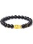 21CM Tarzı 26.pürüzsüz Oniks 2 Kadın Erkek Feng Shui Bileklik Şans Zenginlik Buddha Siyah Obsidyen Taşlı Boncuklu Bileklik Hombre Altın Şanslı Pixiu Bileklik Hediyeler (Yurt Dışından) 1
