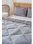 Gri Kareli Loura Çift Kişilik Çift Taraflı Lüx Wellsoft Yorgan Seti 195x215 cm 3