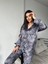 Coccolarsı Koyu Gri Safari Desen Saten Uzun Pijama Takımı 1
