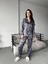 Coccolarsı Koyu Gri Safari Desen Saten Uzun Pijama Takımı 3