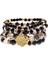 HXB050-4 Tophanqet Moda Altın Metal Kalp Kristal Boncuk Siyah Taşlı Bilezik Seti Kadınlar Için Boho Tarzı Takı Hediye (Yurt Dışından) 1