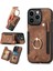 iPhone 15 Pro Max Için Kılıf Rfıd Engelleme Kart Yuvaları Deri+Tpu Halka Çubuğu Kapak-Kahverengi (Yurt Dışından) 1