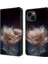iPhone 13 Için 6.1 Inç Kılıf Desenli Baskılı Deri Darbeye Dayanıklı Telefon Standı Kapağı-Şakayık (Yurt Dışından) 1