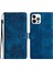 iPhone 12 Pro Için Cilt Dokunuşu Duygusu Telefon Kılıfı Tpu+Pu Deri Baskılı Desenli Cüzdan Telefon Kapağı-Mavi (Yurt Dışından) 1