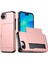 iPhone SE(2024) Için Kılıf Tpu+Pc Sürgülü Kart Yuvalı Çift Katmanlı Zırh Telefon Kapağı-Gül Altın (Yurt Dışından) 1