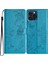 iPhone 13 Pro Cüzdan Kılıfı Çiçek Desenli Deri Telefon Kılıfı - Mavi Standlı (Yurt Dışından) 1