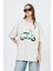 Karmelanj Bisiklet Yaka Motosiklet Baskı Detaylı Oversize Tişört 3098 1