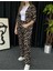 Kadın Kahverengi Zebra Desenli Kimono Bürümcük Alt Üst Takım 4