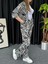 Kadın Beyaz Zebra Desenli Kimono Bürümcük Alt Üst Takım 5