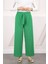 Yeşil Bürümcük Bol Paça Pantolon 1