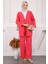 Siyah Ön Bağlamalı Bürümcük Kimono Pantolonlu Takım 2