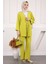 Siyah Ön Bağlamalı Bürümcük Kimono Pantolonlu Takım 2