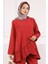 Bordo Fırfır Detaylı Tunik Pantolonlu Takım 4