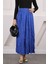 Saks Mavi Bel Lastikli Kraş Etek 1