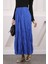 Saks Mavi Bel Lastikli Kraş Etek 2