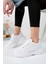 Günlük Kadın Spor Ayakkabı Bağcık Yüksek Kalın Taban Nefes Alan Oval Burun Rahat Hafif Sneaker 1001 1