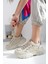 Günlük Kadın Spor Ayakkabı Bağcık Yüksek Kalın Taban Nefes Alan Oval Burun Rahat Hafif Sneaker 1001 1
