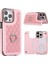 iPhone 14 Pro Max Yüzüklü Telefon Kılıfı Crossbody Deri Kickstand Kaplamalı Tpu Kart Tutucu-Pembe (Yurt Dışından) 1