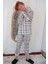 Erkek Çocuk Pijama Takımı Ekose Desenli 9-12 Yaş, Gri 1