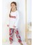 Kız Çocuk Pijama Takımı Kelebek Desenli Yazı Baskılı 5-10 Yaş, Beyaz 2