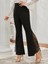 Üçaymoda Kadın Dantel Eklemeli Ispanyol Paça Scuba Tayt Pantalon 3