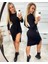 Üçaymoda Kadın Uzun Kollu Bisiklet Yaka Kuşaklı Kruvaze Yırtmaç Detay Viskon Elbise 5