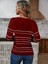 Üçaymoda Kadın Uzun Kollu Derin V Yakalı Çizgi Desenli Triko Bluz 4