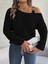 Üçaymoda Kadın Uzun Kollu Tek Omuzu Açık Tokalı Triko Bluz 2