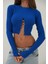 Üçaymoda Taş Detay Triko Yaka Crop Bluz 4